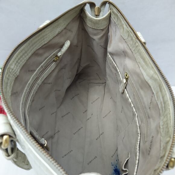 Brahmin Blake Ivory Leather Crocodile Embossed Double Handle Tote Shoulder Bag - Picture 10 of 16